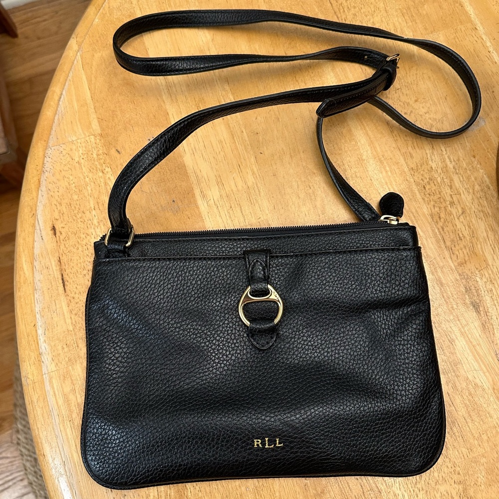 Ralph Lauren black leather cross body purse